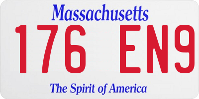 MA license plate 176EN9