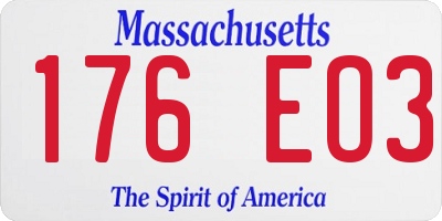 MA license plate 176EO3