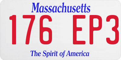 MA license plate 176EP3