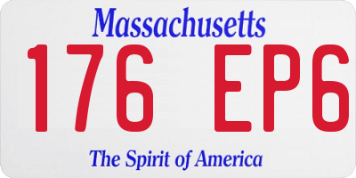 MA license plate 176EP6