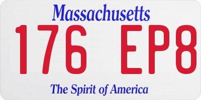 MA license plate 176EP8