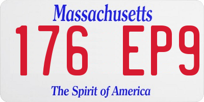 MA license plate 176EP9