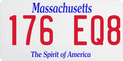 MA license plate 176EQ8