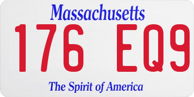 MA license plate 176EQ9
