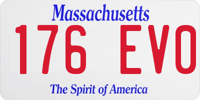 MA license plate 176EV0