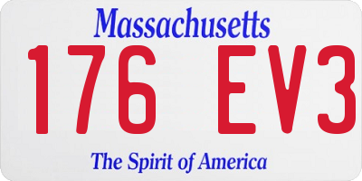 MA license plate 176EV3