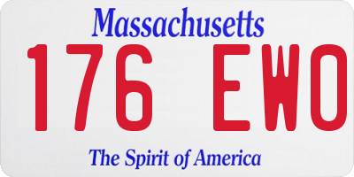 MA license plate 176EW0