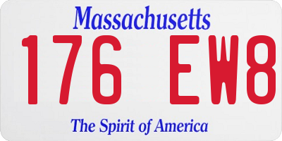MA license plate 176EW8