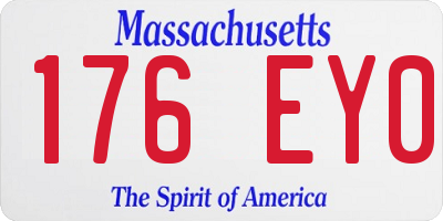 MA license plate 176EY0