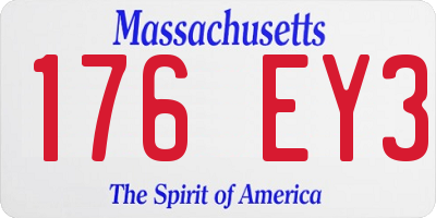 MA license plate 176EY3