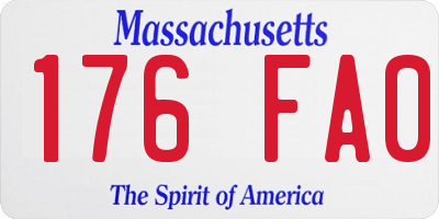 MA license plate 176FA0