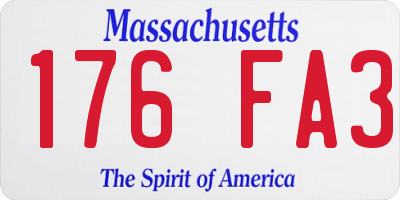 MA license plate 176FA3