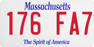 MA license plate 176FA7