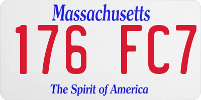 MA license plate 176FC7