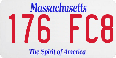 MA license plate 176FC8