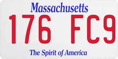 MA license plate 176FC9