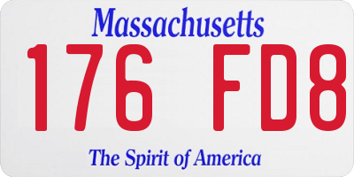 MA license plate 176FD8