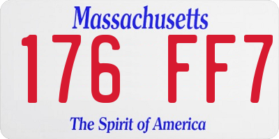 MA license plate 176FF7