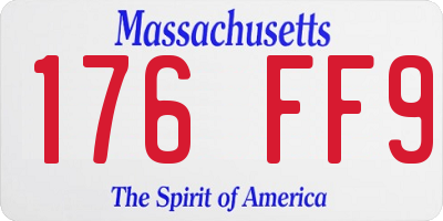 MA license plate 176FF9