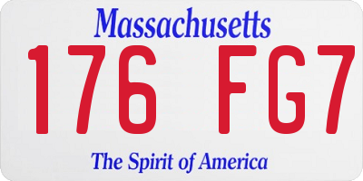MA license plate 176FG7