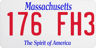 MA license plate 176FH3
