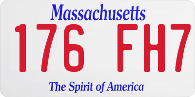 MA license plate 176FH7