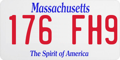 MA license plate 176FH9