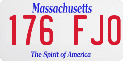 MA license plate 176FJ0