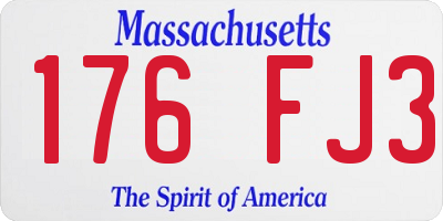 MA license plate 176FJ3