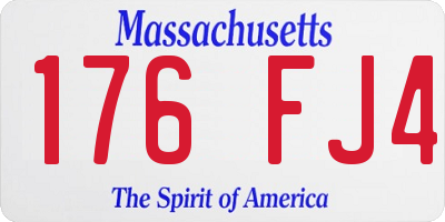 MA license plate 176FJ4
