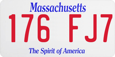 MA license plate 176FJ7