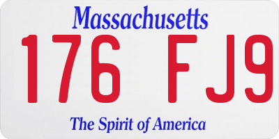 MA license plate 176FJ9