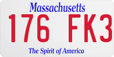 MA license plate 176FK3