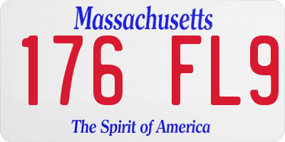 MA license plate 176FL9