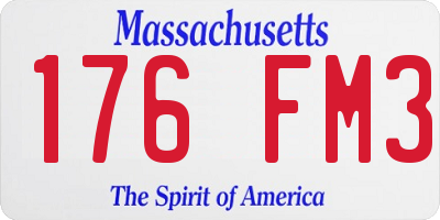 MA license plate 176FM3