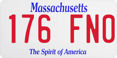 MA license plate 176FN0