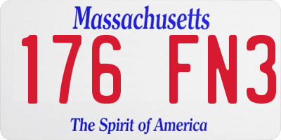 MA license plate 176FN3