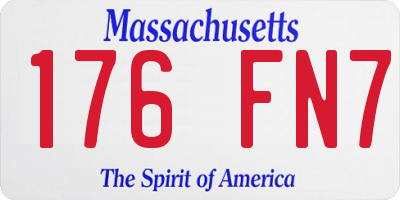 MA license plate 176FN7