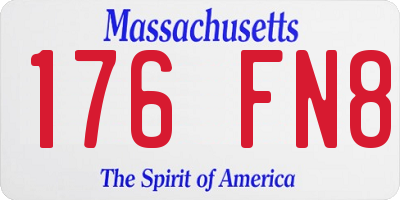 MA license plate 176FN8