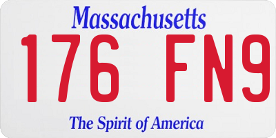 MA license plate 176FN9