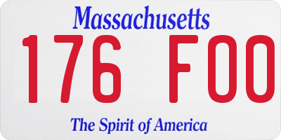 MA license plate 176FO0