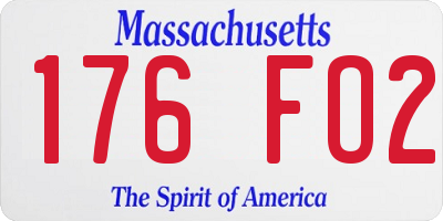 MA license plate 176FO2