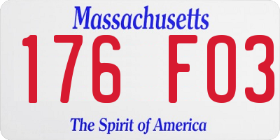 MA license plate 176FO3