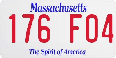 MA license plate 176FO4