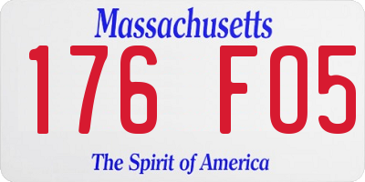MA license plate 176FO5