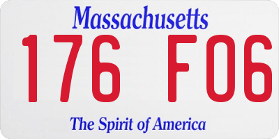 MA license plate 176FO6