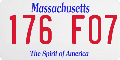 MA license plate 176FO7