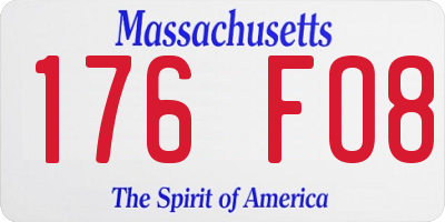 MA license plate 176FO8