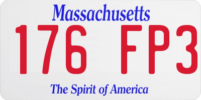 MA license plate 176FP3