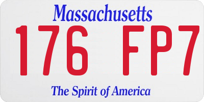 MA license plate 176FP7